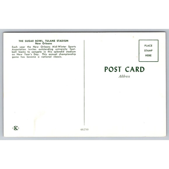 Postcard Louisiana New Orleans Tulane Stadium The Sugar Bowl Vintage c1960s LA - Picture 2 of 2